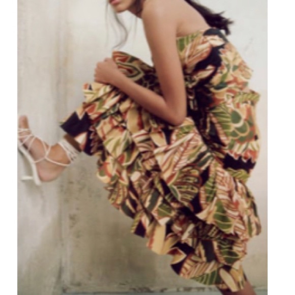 Zara SS22 linen tiered maxi skirt XS - Picture 1 of 4